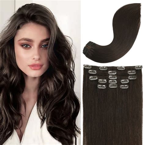 8a Dark Brown Clip In Remy Human Hair Extensions 7pcs70g 2