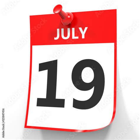 July 19 Calendar On White Background Stock Photo And Royalty Free