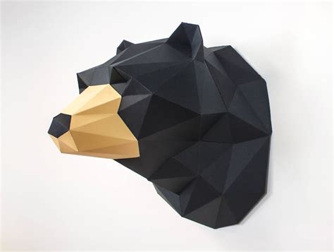 Bear Papercraft 3d Paper Craft Bear Sculpture Diy 3d Etsy