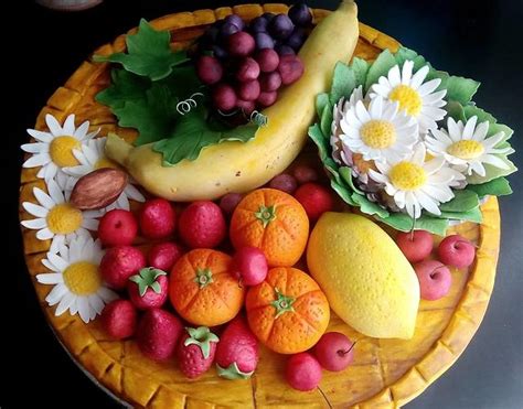 Fondant Fruit Tray Decorated Cake By Sonia De La Cuadra Cakesdecor
