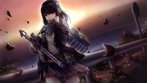 Girls with guns is a subgenre of action films and animation—often asian films and anime—that portray a female protagonist who makes use of firearms to defend against or attack a group of antagonists. Woman holding gun anime character wallpaper, woman Anime ...