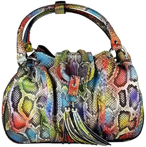 Koloh Handbag Multi Colored Snake Skin Handbag Willahsi Leather Hobo