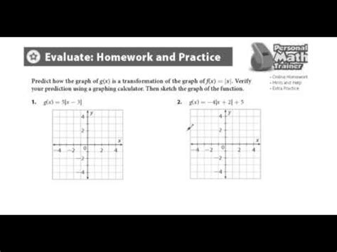 Algebra Chapter Exercises Graphing Absolute Value Functions Youtube