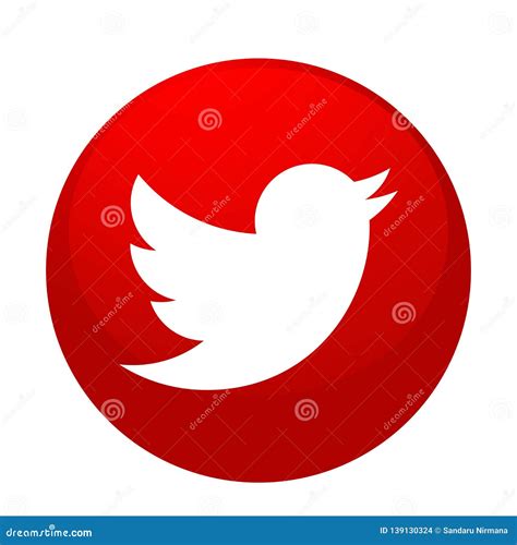 Twitter Logo Icon Bird Vector In Red Element On White Background