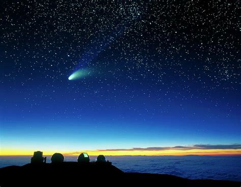 Hale Bopp Comet And Telescope Domes Photograph By David Nunuk Pixels