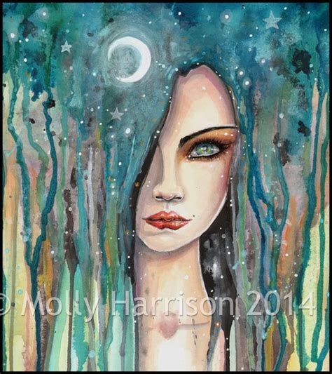 Moon Girl Abstract Girl Portrait In Watercolor Fantasy Art
