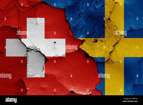 Flags Of Switzerland And Sweden Stock Photo Alamy