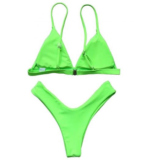 Two Piece Sexy Bikini Brazilian Thong Bottom Padded Swimsuit For Women Green C51899k9y4m