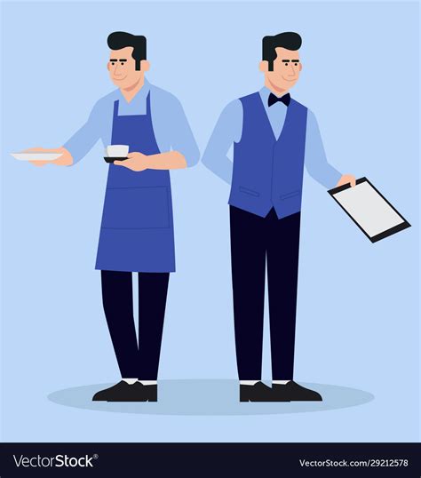Waiters In Restaurant Royalty Free Vector Image