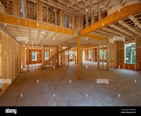 New House Interior Framing Construction Stock Photo Alamy