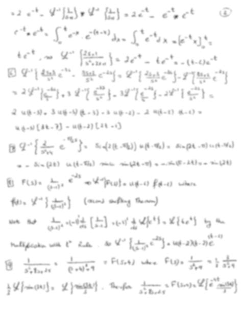 SOLUTION Mat 2384 Solution Inverse Laplace Transforms Ordinary