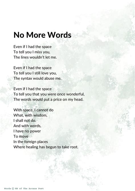 No More Words Original Poetry Moving Forward Emotional Literary Budget