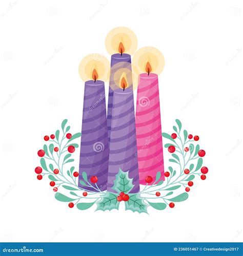 Advent Wreath Vector Stock Vector Illustration Of Flame 236051467