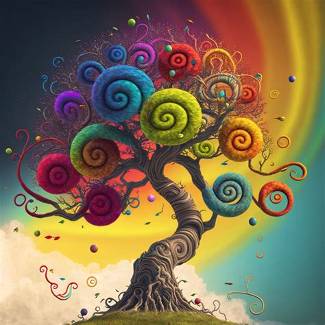 Colorful Gnarled Tree Of Life Spiral Colors In The Openart