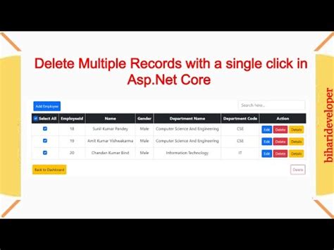 Delete Multiple Rows Using Checkbox In Asp Net Core And Entity