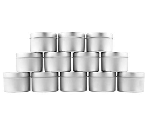 4 Oz Small Candle Tins 12 Pack Metal Storage Containers Wslip On