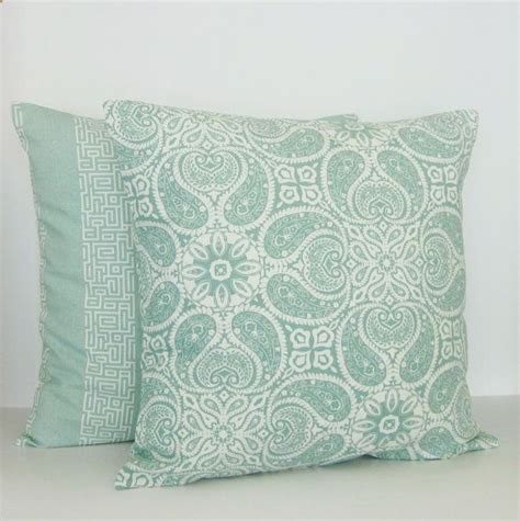 Shop throw pillows that fill your home with comfort and personality with eye poping designs and brilliant. Seafoam Spa Green Mint Paisley Stripe Pillow by ...