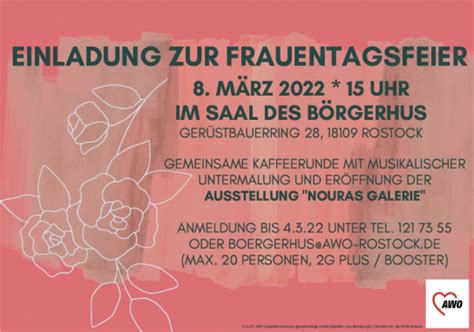 Einladung zur Frauentagsfeier im Börgerhus Börgerhus Rostock Stadtteil und