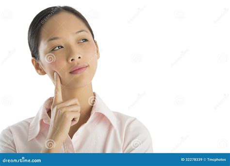 Thoughtful Businesswoman With Finger On Cheek Stock Image Image Of