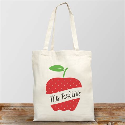 Personalized Polka Dot Apple Tote Bag Tsforyounow