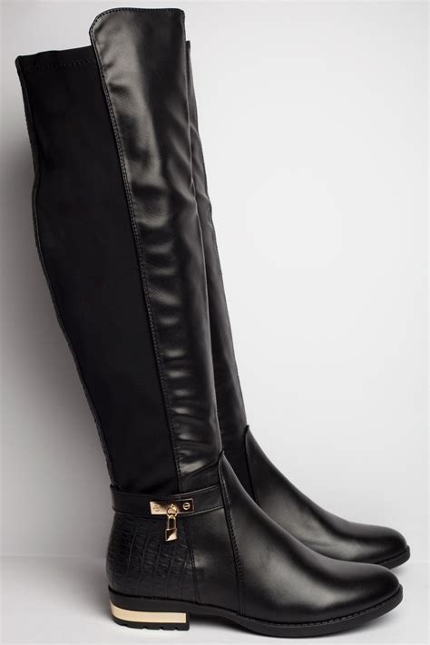 Also set sale alerts and shop exclusive offers only on shopstyle. Black Faux Leather Knee High Flat Boots - Styledup.co.uk