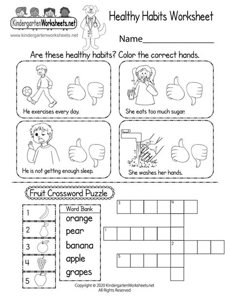 Kindergarten Healthy Habits Worksheet Healthy Habits Kindergarten