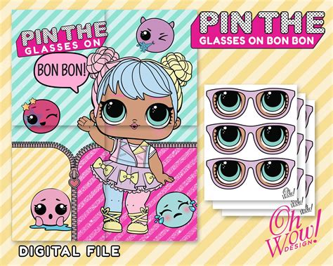 Lol Surprise Doll Inspired Pin The Glasses On Bon Bon Digital File By Ohwowdesign On Etsy Lol