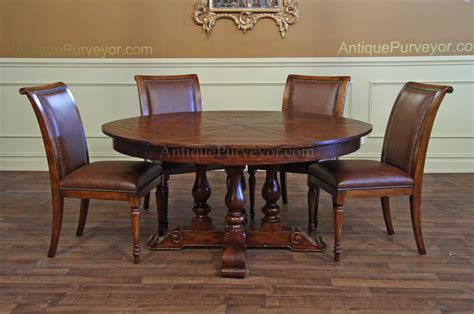 Great wooden table and chairs for sale. Rustic Round to Round Dining Table with Hidden Leaves ...