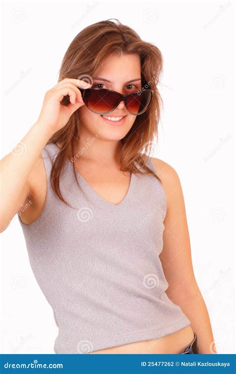 Pretty Young Girl With Sunglasses Stock Photo Image Of Natural Happy