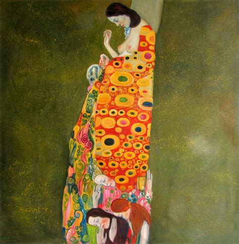 Stretched Quality Hand Painted Oil Painting Gustav Klimt Hope II Repro