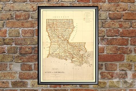 Vintage Louisiana Map 1876 Old Map Of Louisiana Historical Etsy