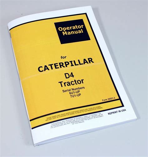 Caterpillar D4 Tractor Operators Owners Manual Book Sn 6u1 Up 7u1 Up