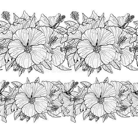 Monochrome Hibiscus Flower Illustration In Maranao Art Style Stock