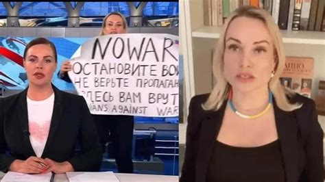 who is russian tv editor marina ovsyannikova as she interrupts live broadcast with sign reading