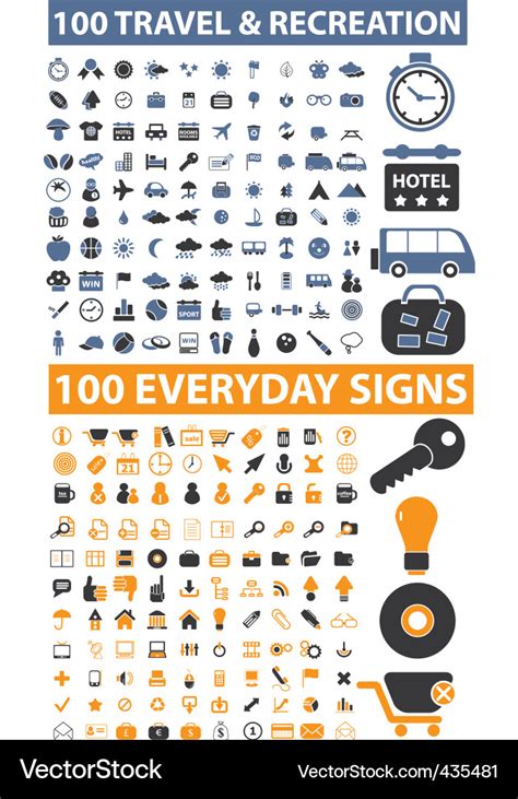 200 Travel Everyday Signs Royalty Free Vector Image