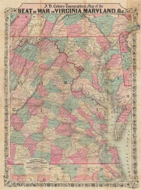 Jh Coltons Topographical Map Of The Seat Of War In Virginia
