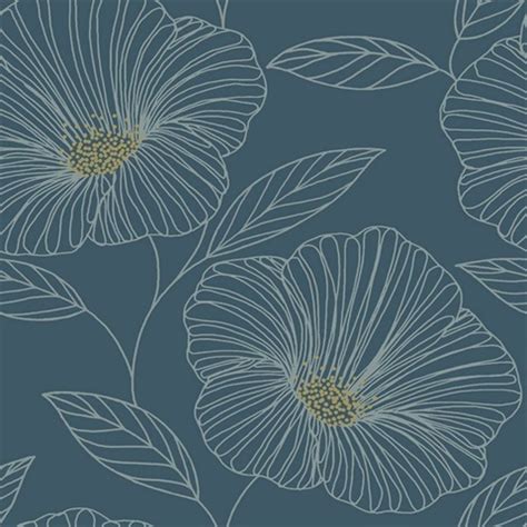 Pattern & floral themed wallpaper. 2764-24318 | Mythic Blue Floral | Wallpaper Boulevard