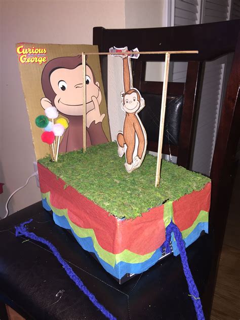Fiesta time! Curious George shoebox float I made for my toddler. | Art