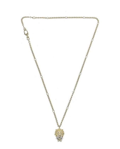 Gucci Crystal Embellished Lion Pendant Necklace In Metallic Lyst