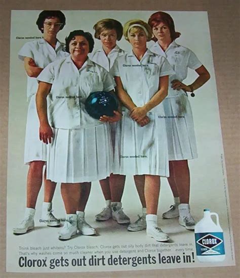 1964 Vintage Print Ad Clorox Laundry Bleach Lady Bowling Team Procter