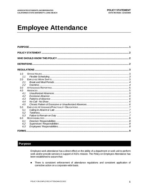 5 Employee Attendance Policy Free And Premium Templates
