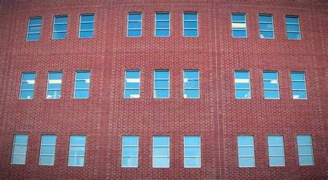 Building Red Bricks Wall Windows Panoramic Office Exterior Stock Image