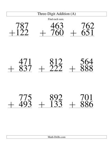 3 Digit Numbers Free Printable Multiplication Worksheets Multiplying