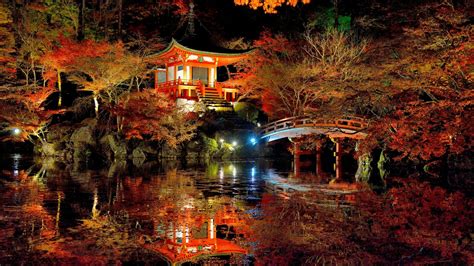 Autumn Night Over Daigo Ji Temple Kyoto Japan Wallpaper Backiee