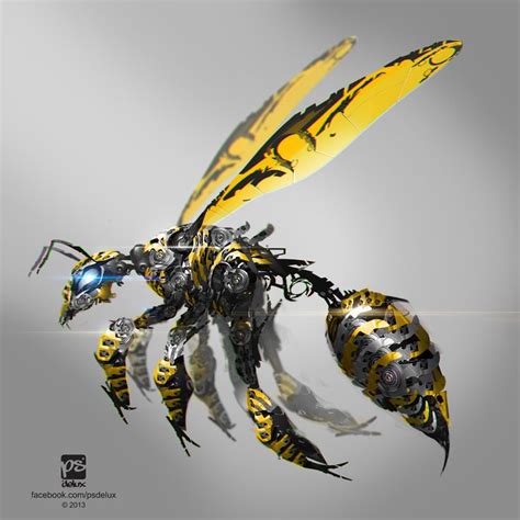 A Yellow And Black Robot With Wings Flying Through The Air