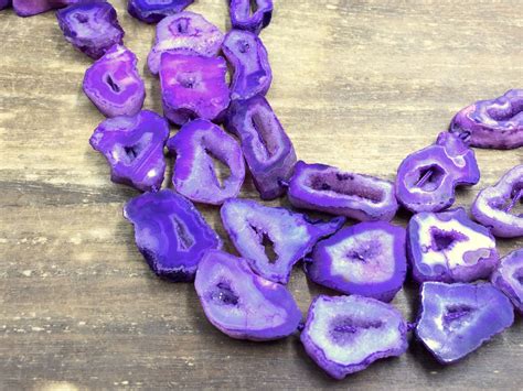 Purple Agate Geode Slices Beads Drusy Agate Druzy Slice Etsy