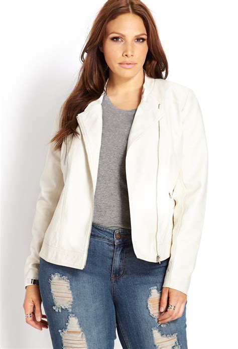 Lyst Forever 21 Plus Size Everyday Faux Leather Jacket In White