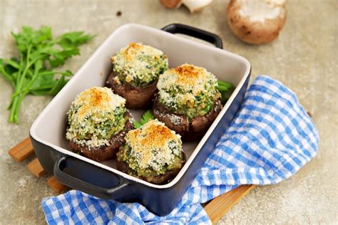 Stuffed mushrooms with eggplant, walnuts and cheese