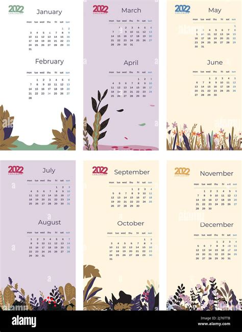 Plantilla De Calendario Del Año 2022 Imagen Vector De Stock Alamy