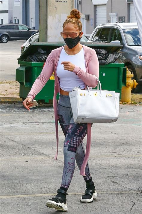 Jennifer Lopez Wears Leggings And Carries White Birkin Bag At The Gym